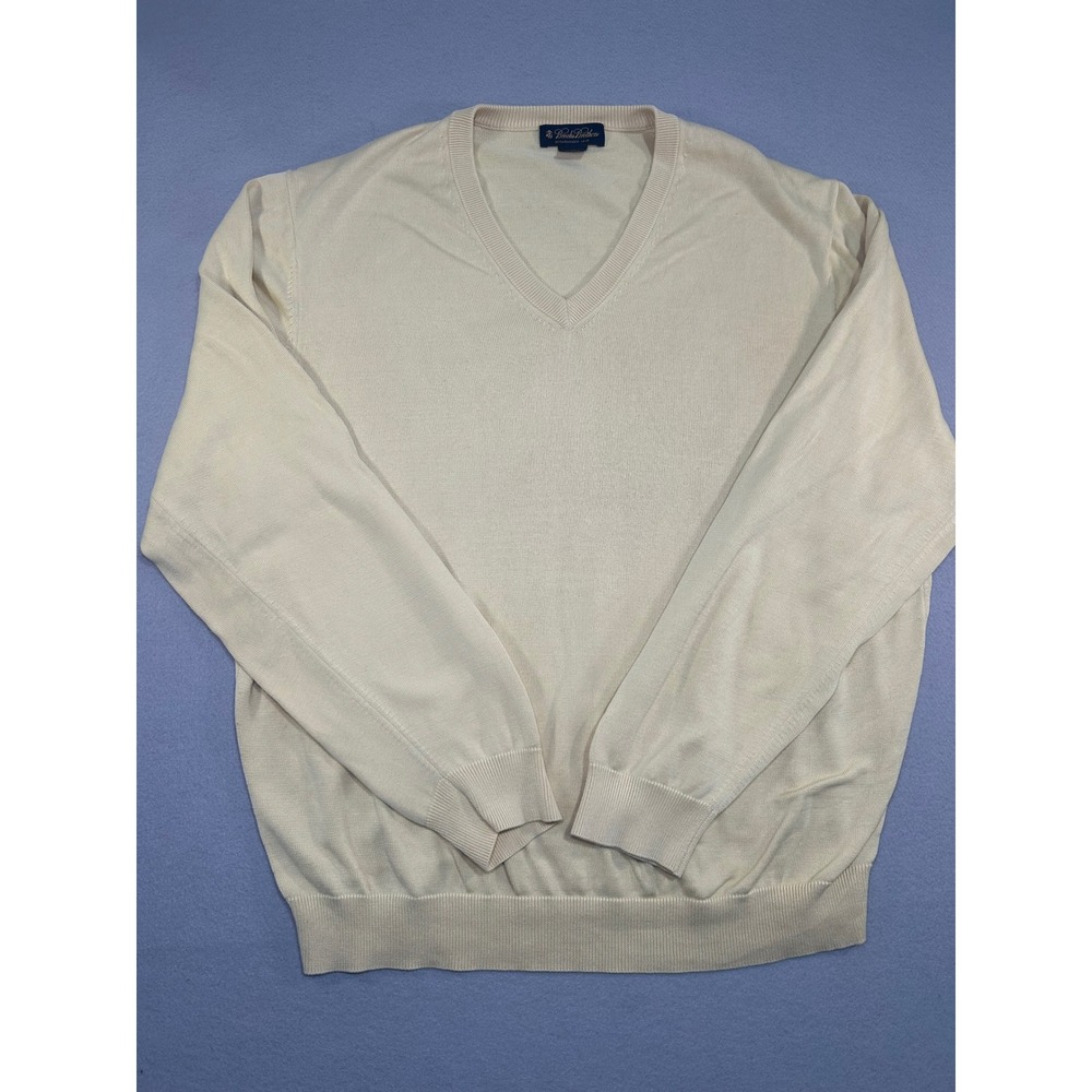 Brooks Brothers V-Neck Sweater Mens XXL Yellow Silk Cotton Blend Knit Pullover